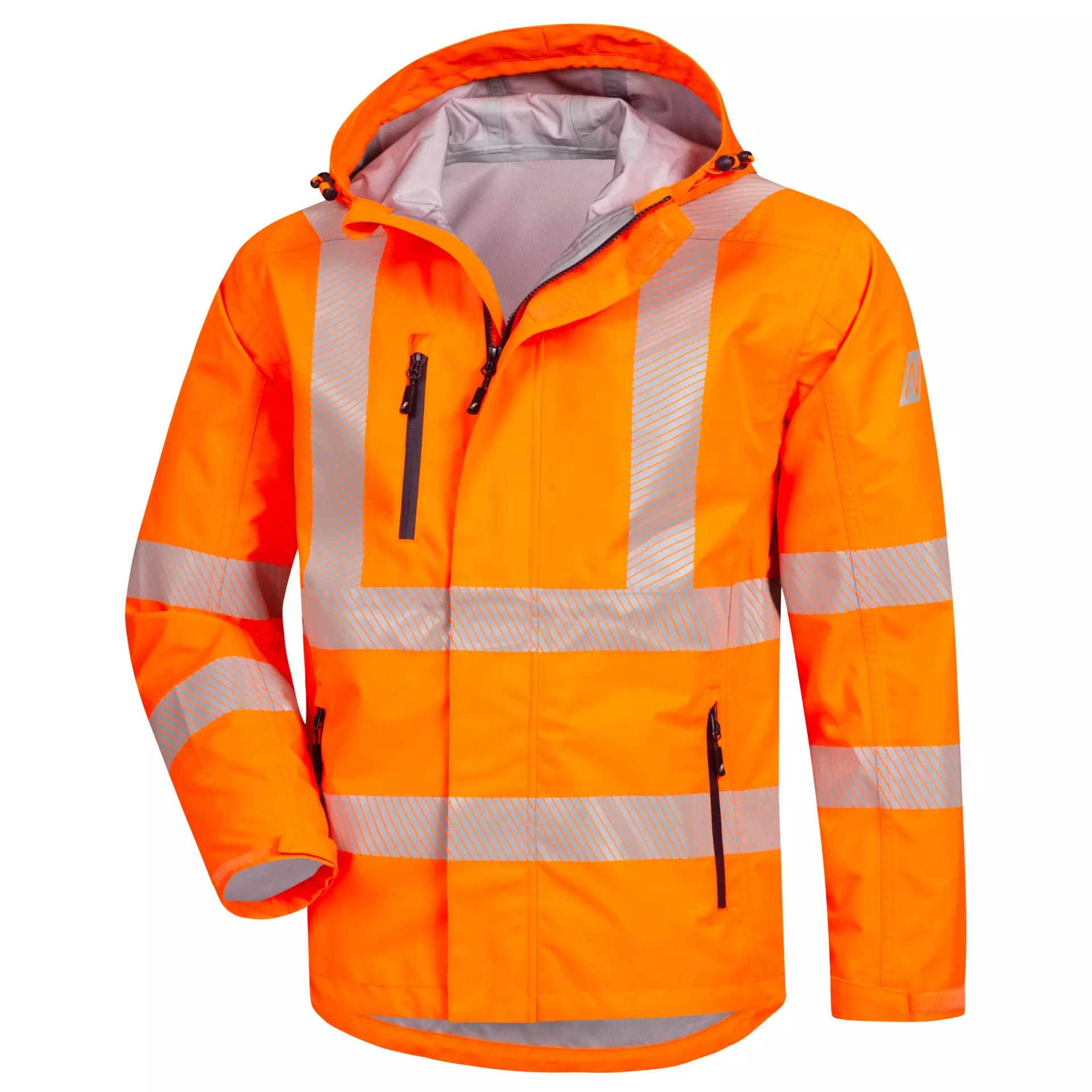 Nitras 7177-4100, MOTION TEX VIZ PLUS High-Visibility Rain Jacket, Neon Orange