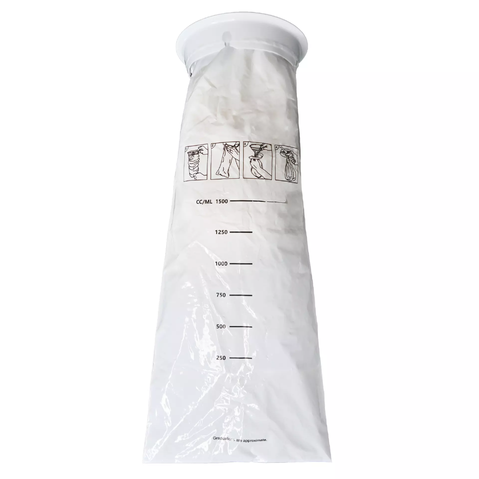NITRAS 421500, Disposable Spit Bag with Sealing Ring, White, image 2