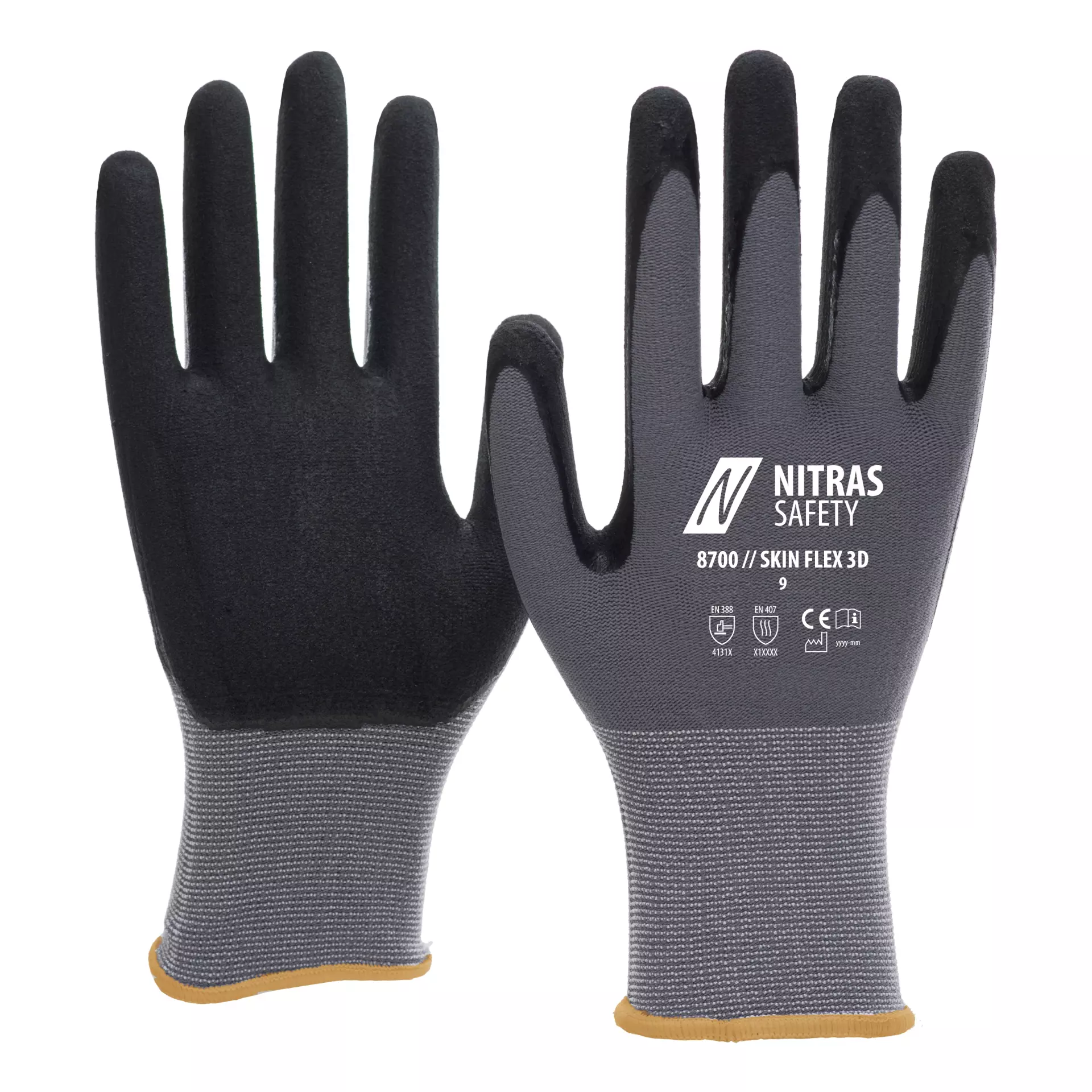 NITRAS 8700, SKIN FLEX Knitted Gloves, Grey, image 1