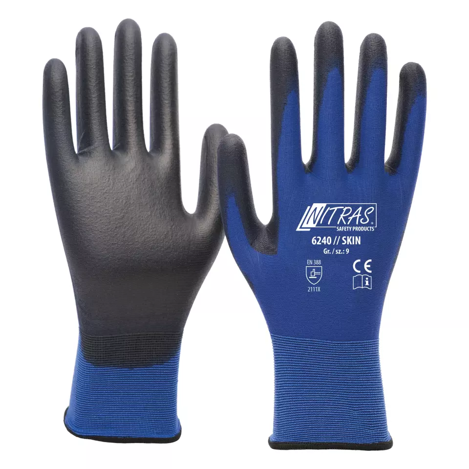 NITRAS 6240, SKIN Nylon Gloves, Blue, image 1, gallery thumbnail