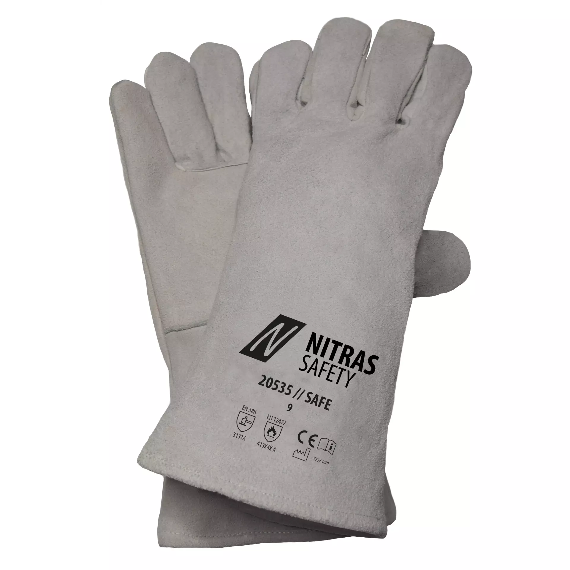 Nitras 20535, SAFE Five-finger Welding Gloves, Grey, image 1