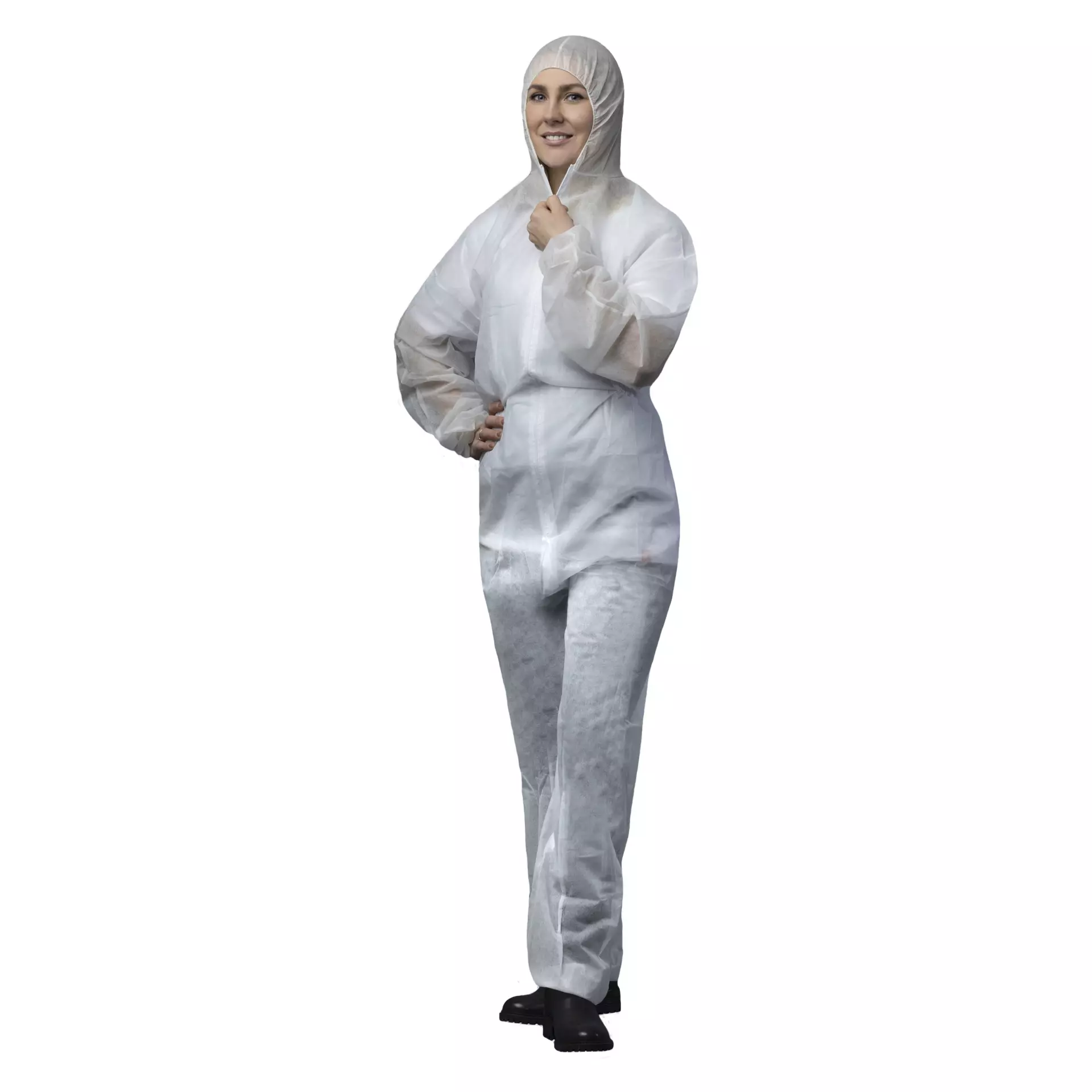 Nitras Medical 4514, PP-Overall, white, hood with elastic band, image 1