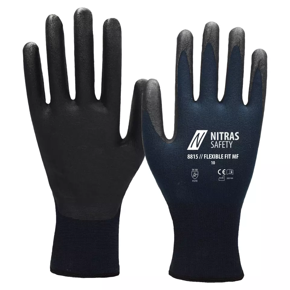 NITRAS 8815, FLEXIBLE FIT MF Knitted Gloves, Dark Blue, image 1, gallery thumbnail