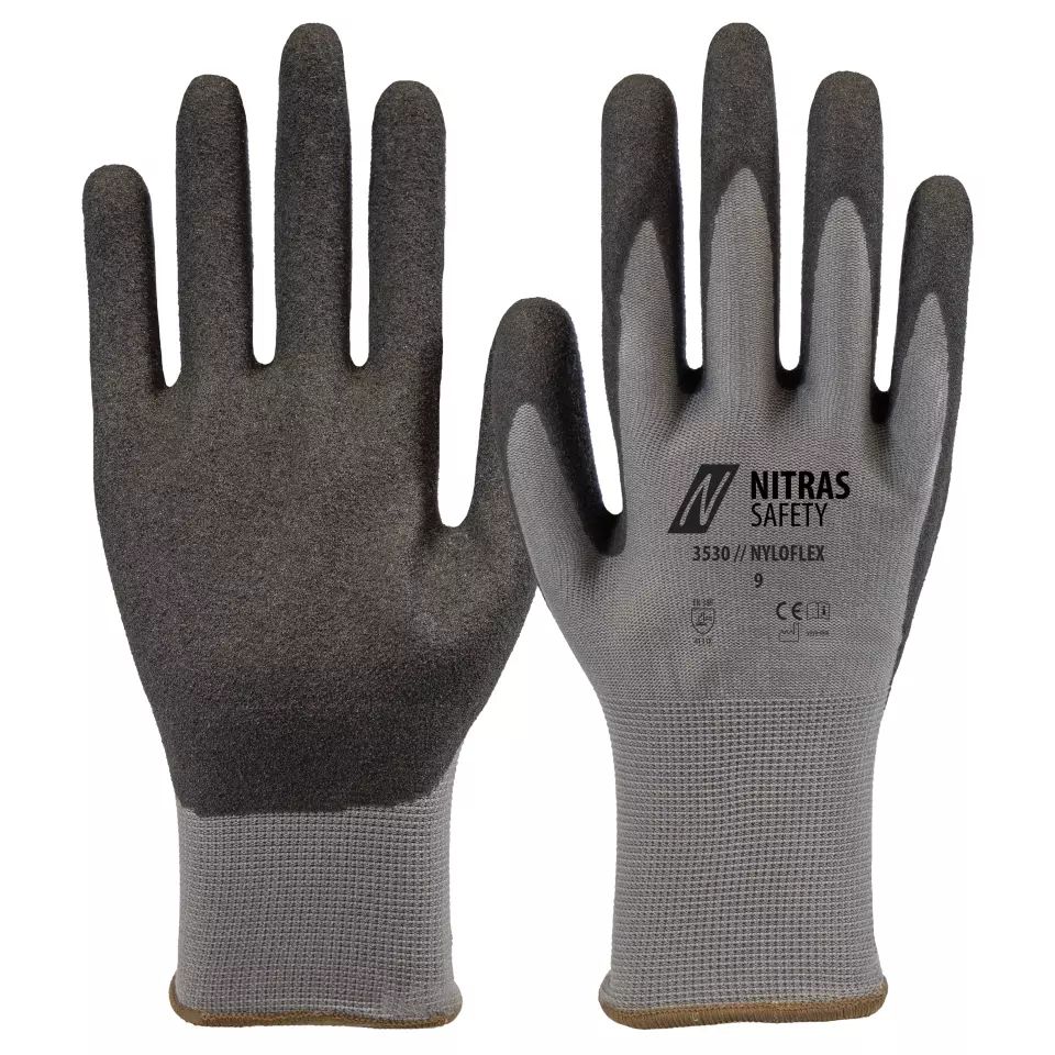 Nitras 3530-1210, NYLOFLEX Assembly gloves, Grey/Black, image 1, gallery thumbnail