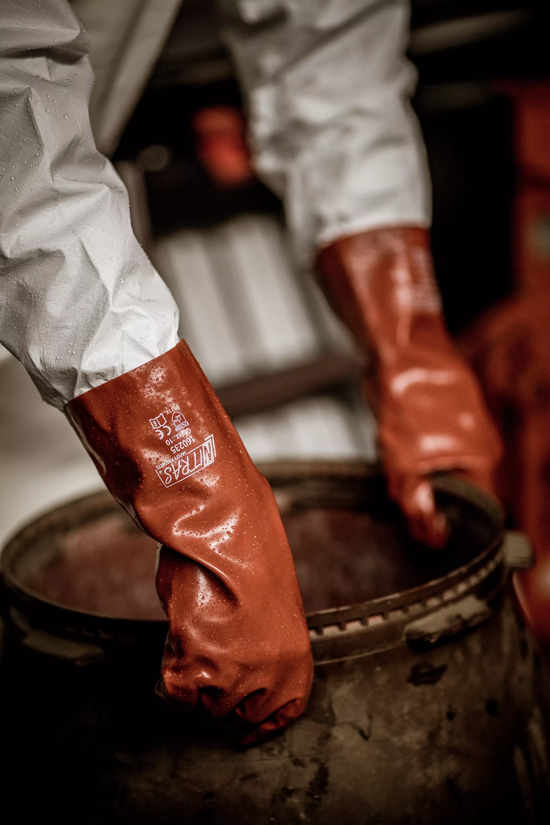 Nitras 160235, PVC Gloves Cotton 35cm, Red, image 2