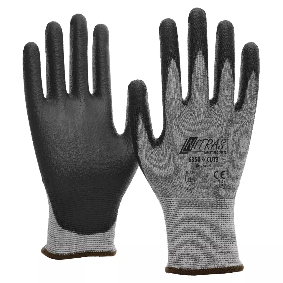 NITRAS 6350, CUT3 Cut protection Gloves, Grey, image 1, gallery thumbnail