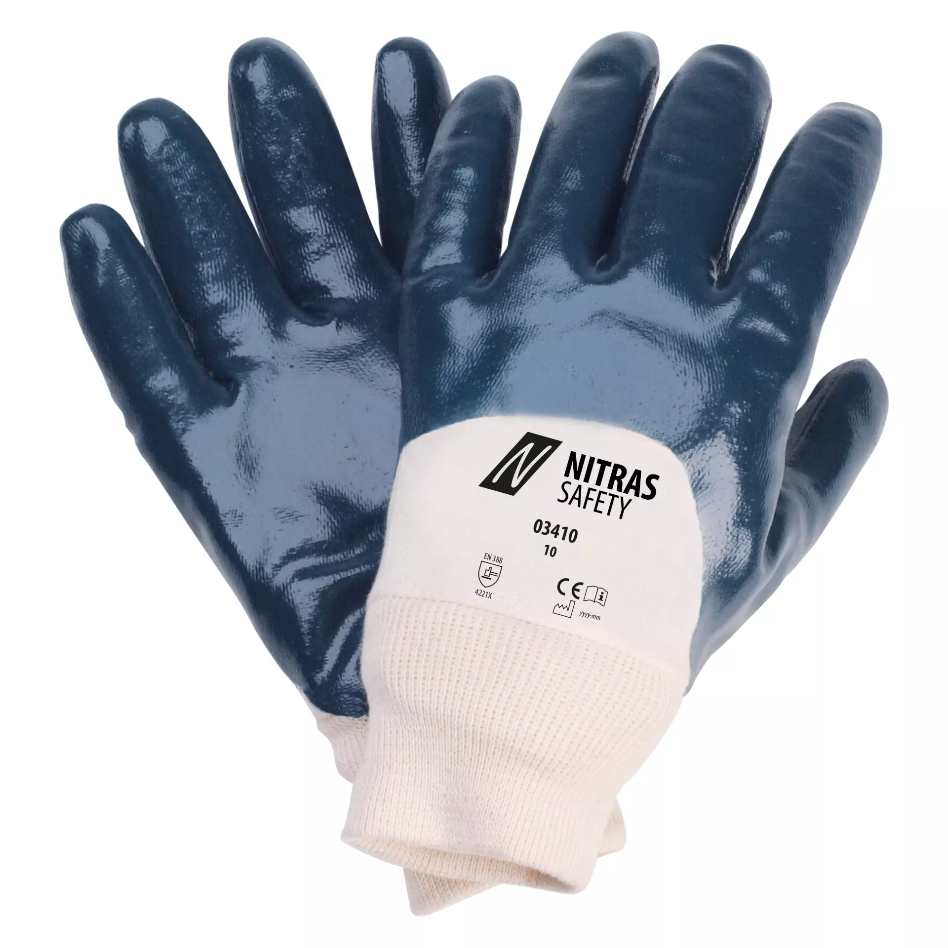 Nitras 03410, Nitrile Gloves Cotton, Blue