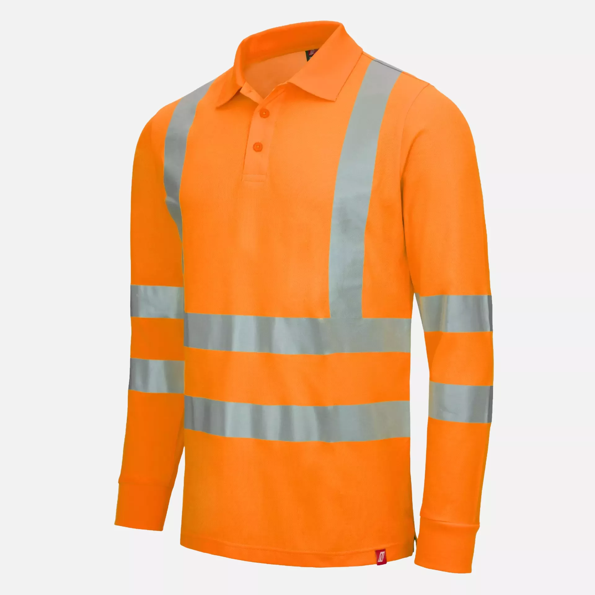 Nitras 7014-4100, MOTION TEX VIZ Reflective Long Sleeved Polo Shirt, Neon Orange, image 1