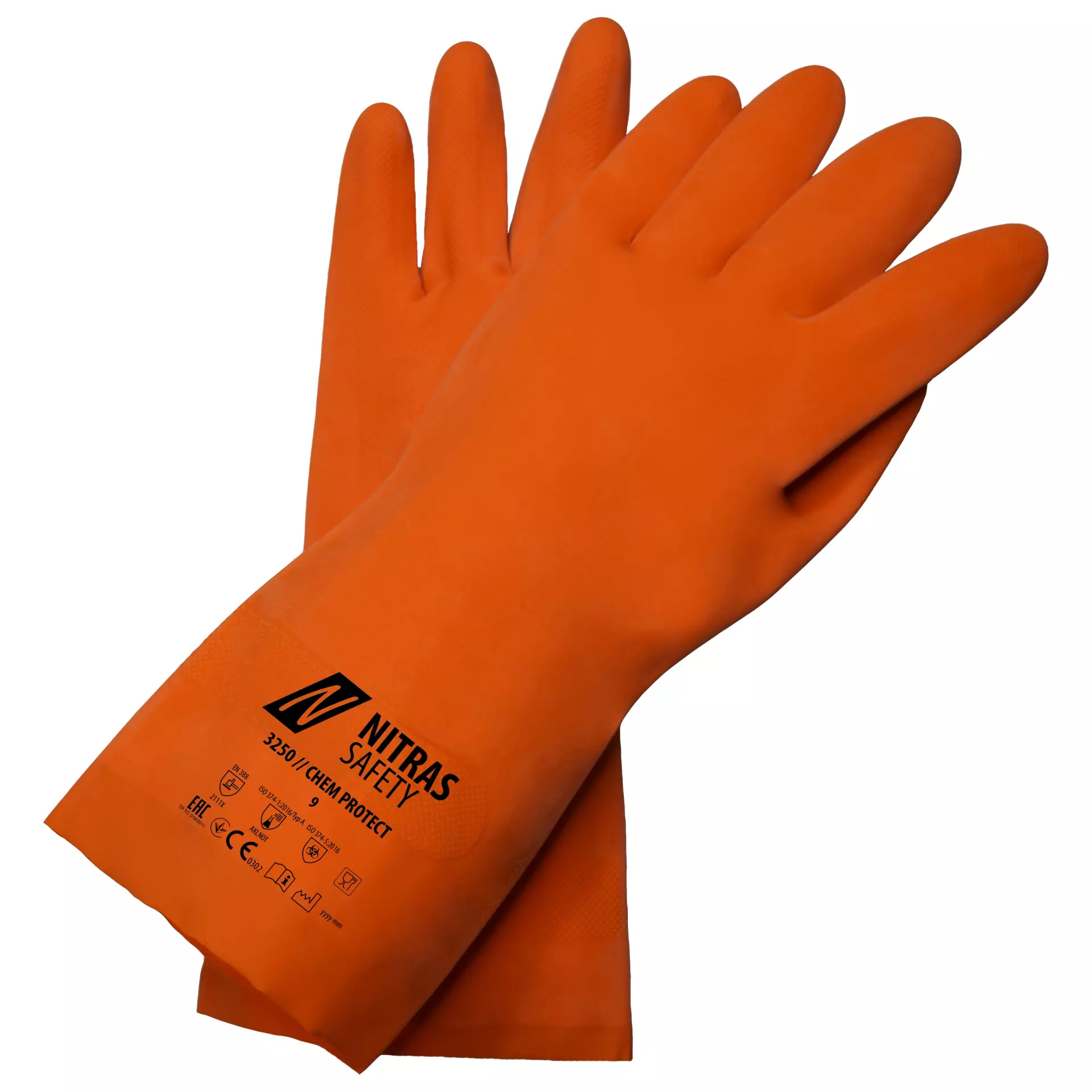 NITRAS 3250, CHEM PROTECT Chemical Protective Gloves, Orange, image 1
