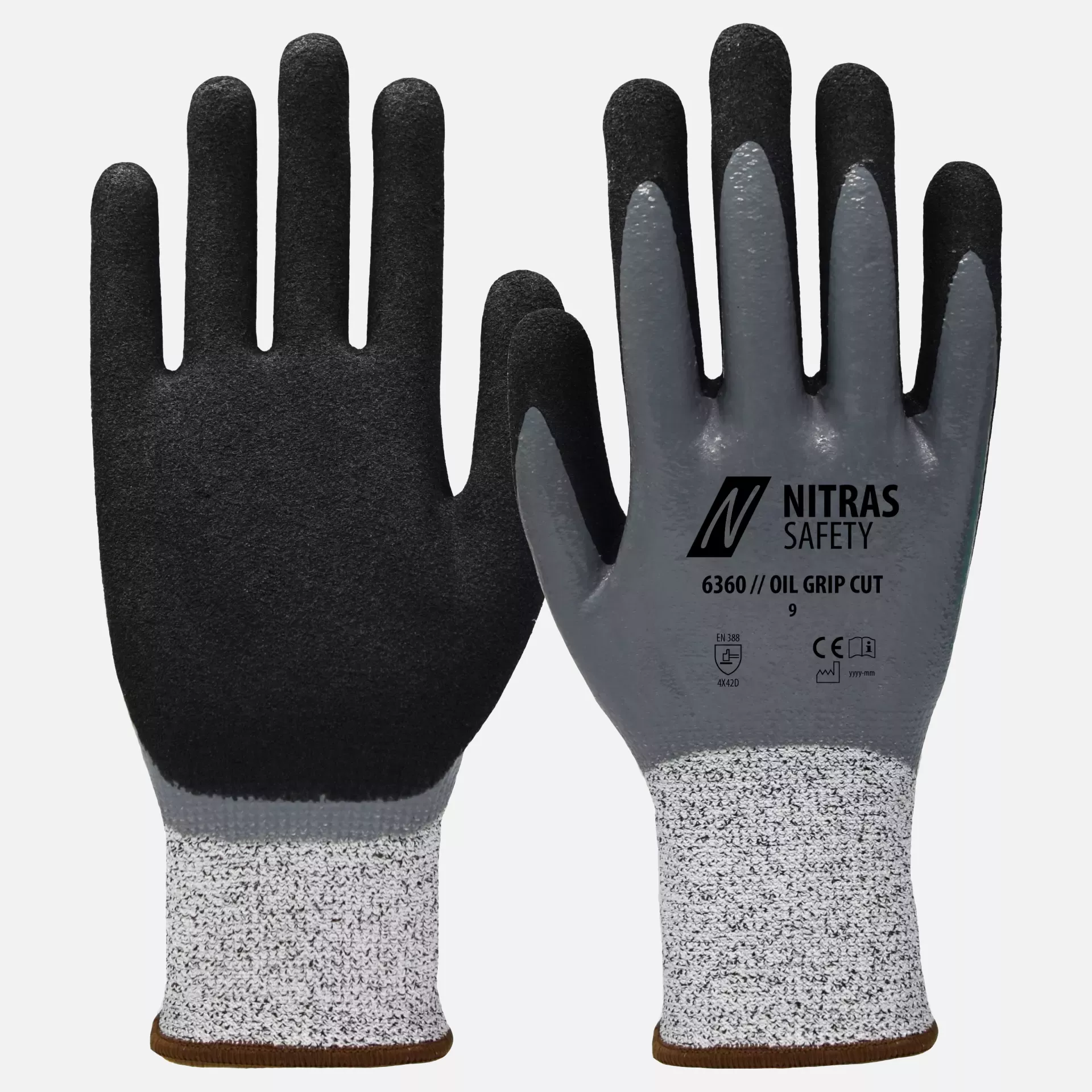 Nitras 6360, OIL GRIP CUT Cut protection Gloves, Grey, image 1