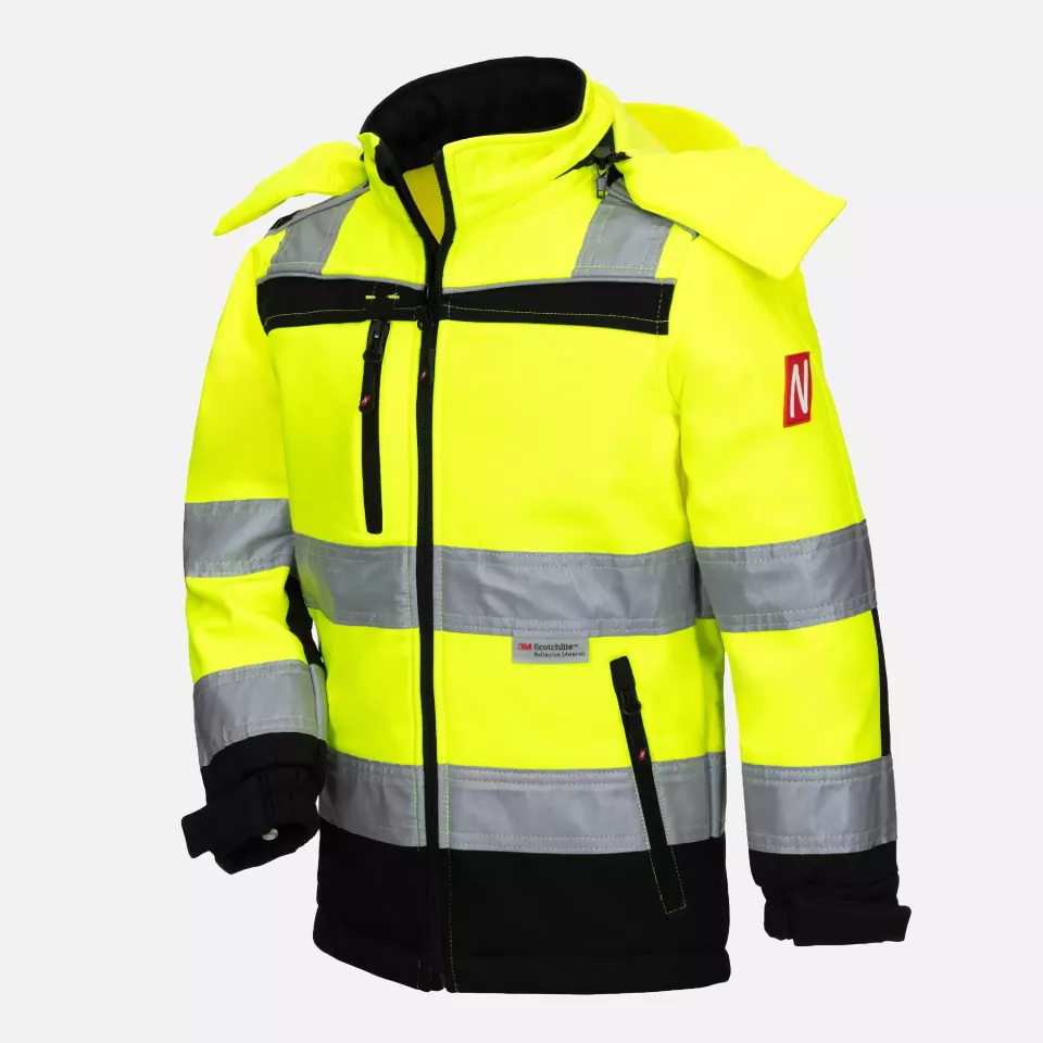 Nitras 7171KIDS, MOTION TEX KIDS Reflective Softshell Jacket, Neon Yellow, image 1, gallery thumbnail
