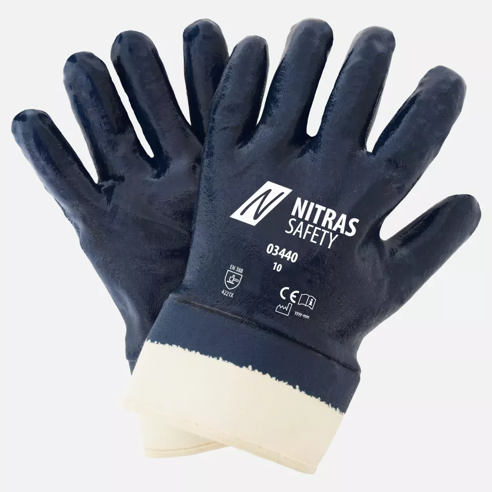 Nitras 03440, Nitrile Gloves Cotton, Blue, image 1, gallery thumbnail