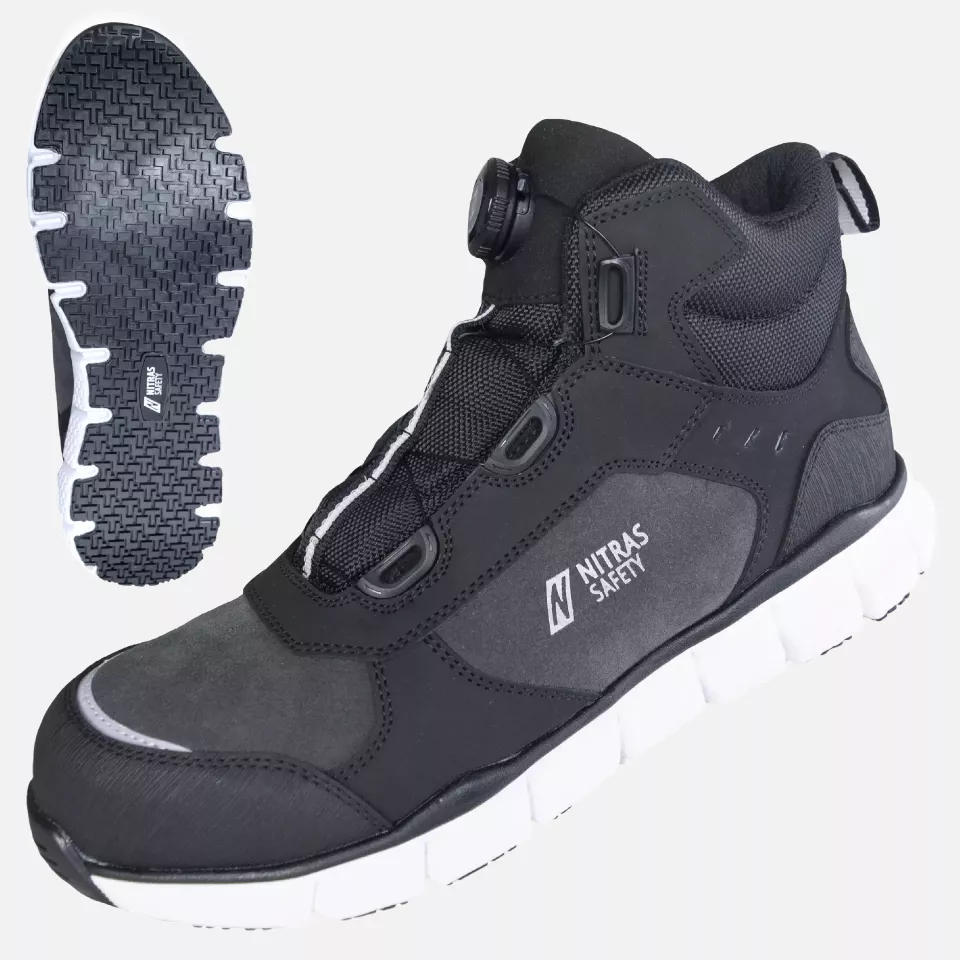 Nitras 7446-1210, SONIC STEP FIT MID S3S FO HRO SC SR Halbhohe Sicherheitsstiefel, Grau/Schwarz, image 1, gallery thumbnail