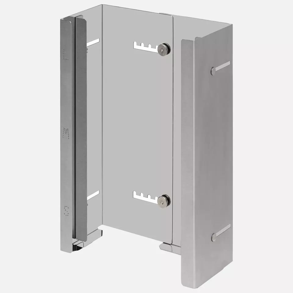 Nitras Medical 526095, Glove holder, stainless steal, silver, for three glove boxes with size labeling, image 1, gallery thumbnail