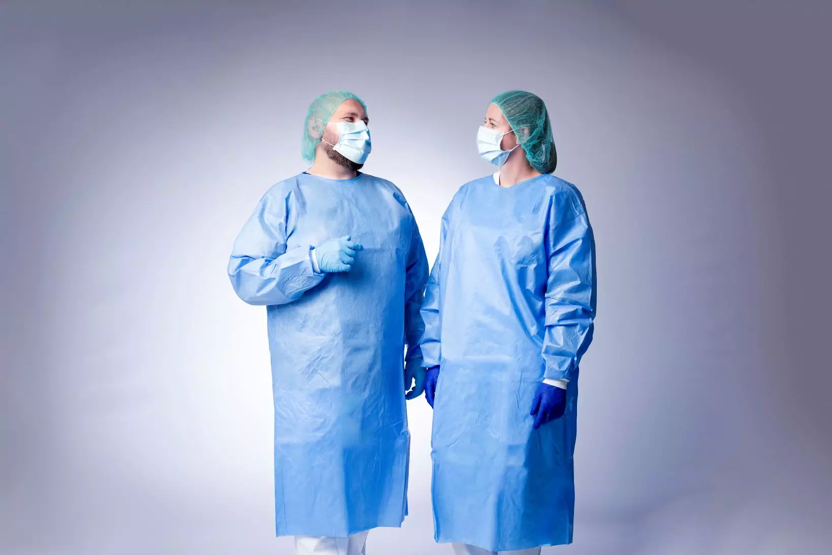 NITRAS 004546-2300-2XL, PE Medical Gown, Light Blue, image 2