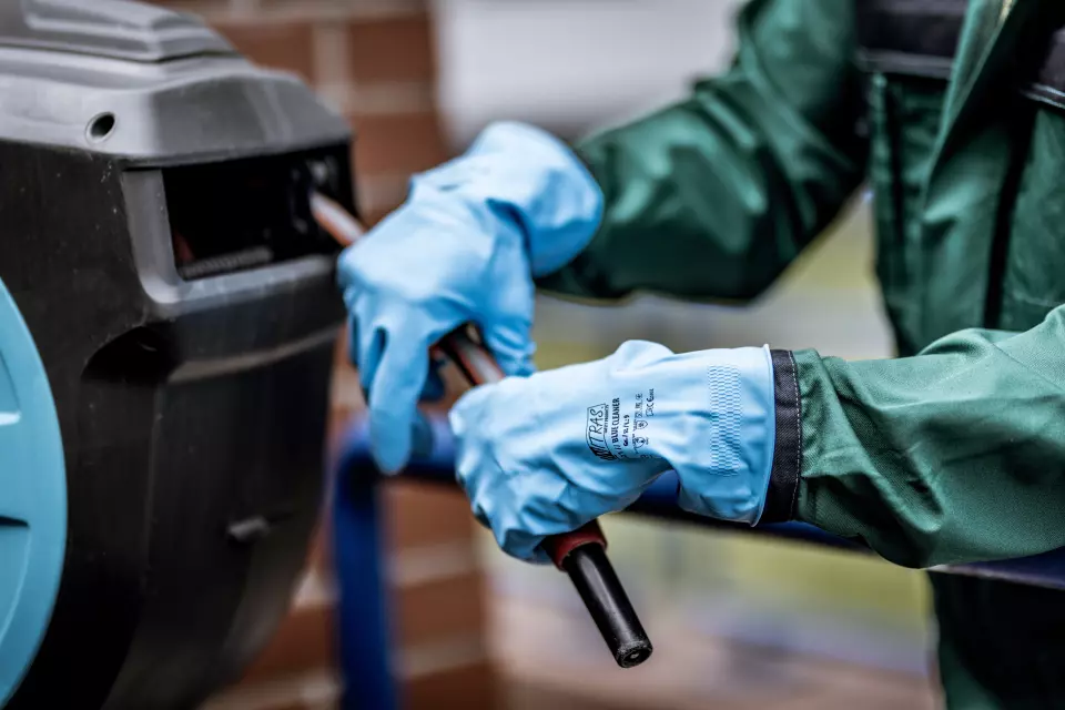 NITRAS 3221, BLUE CLEANER Chemical Protective Gloves, Blue, image 2, gallery thumbnail