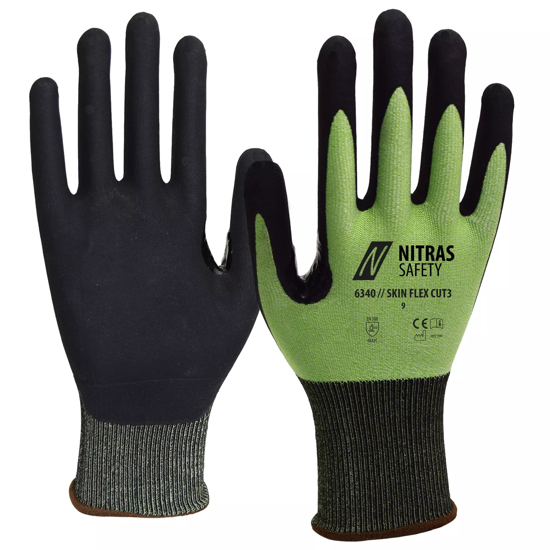 NITRAS 6340, SKIN FLEX CUT3 Cut protection Gloves, Green, image 1