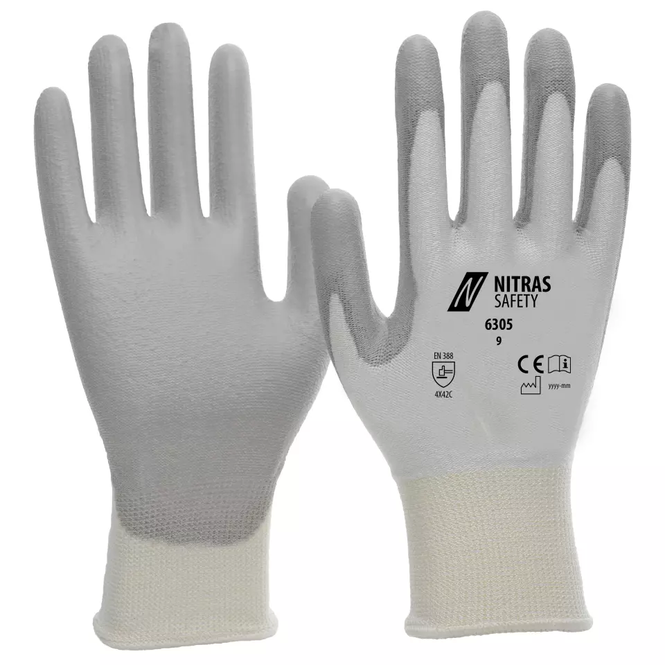 NITRAS 6305, Cut protection Gloves, White, image 1, gallery thumbnail