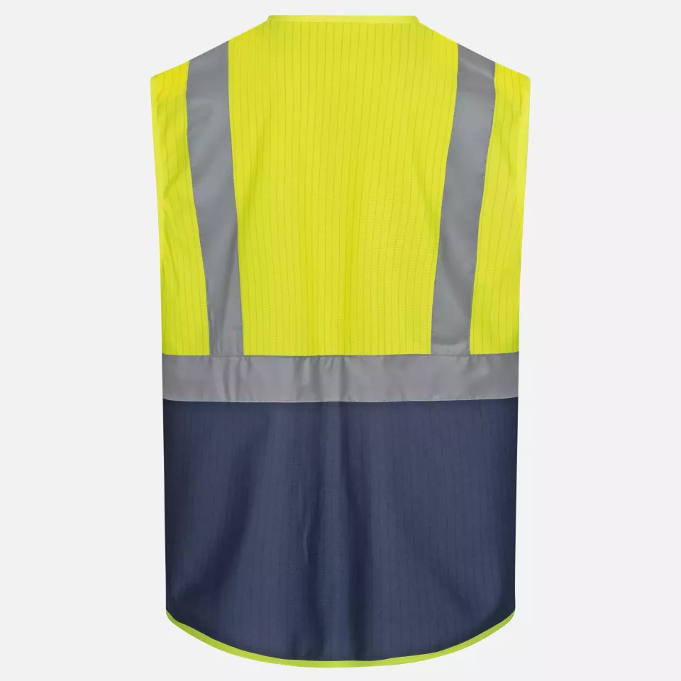 Nitras 7118-4021, High-Visibility Waistcoat, Neon Yellow/Navy Blue, image 2, gallery thumbnail