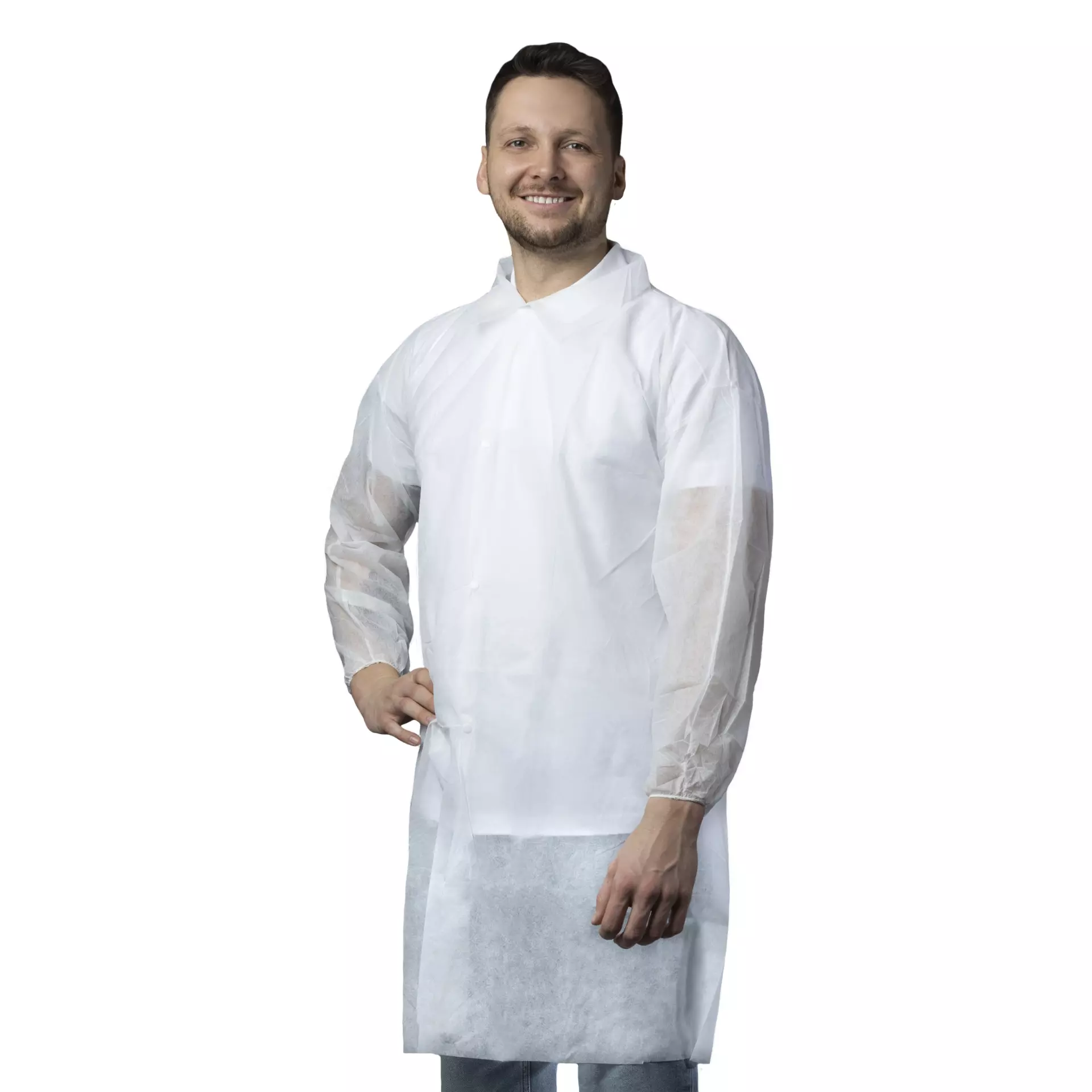 Nitras Medical 4530, PP Visitor Coat with Zipper, White, image 1