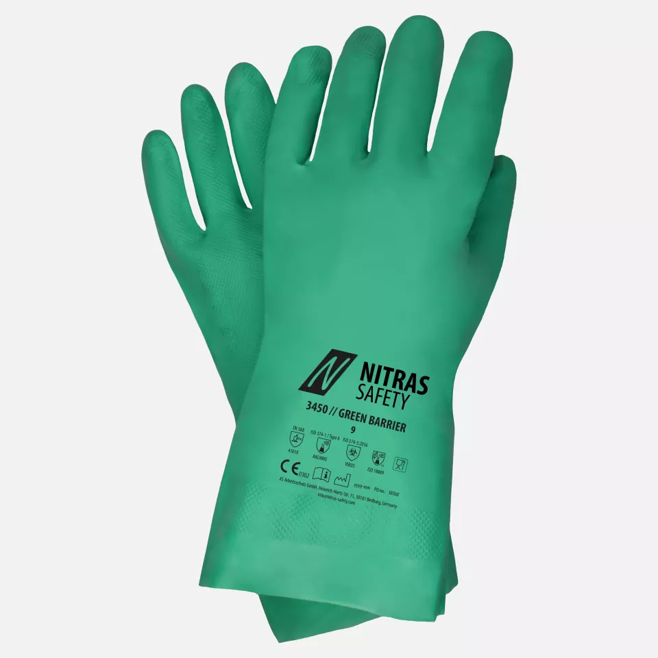 Nitras 3450, GREEN BARRIER Chemical Protective Gloves, Green, image 1, gallery thumbnail