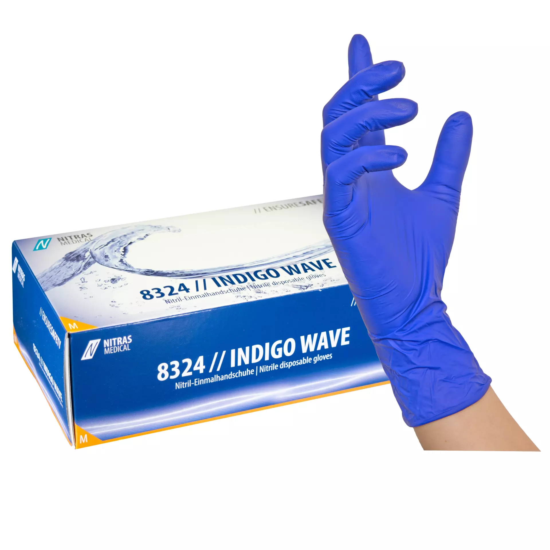 Nitras Medical 8324, INDIGO WAVE nitrile disposable gloves, dark blue, image 1