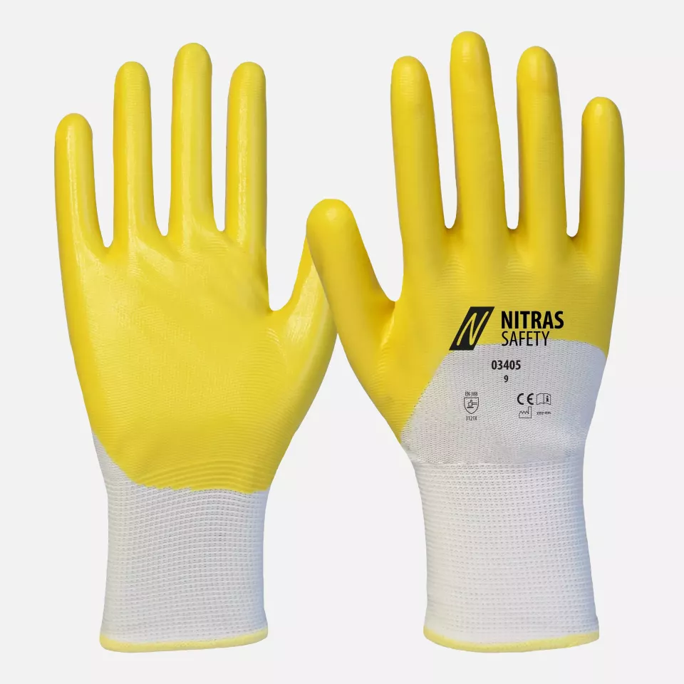 Nitras 03405, Nitrile Gloves Polyester, Yellow, image 1, gallery thumbnail