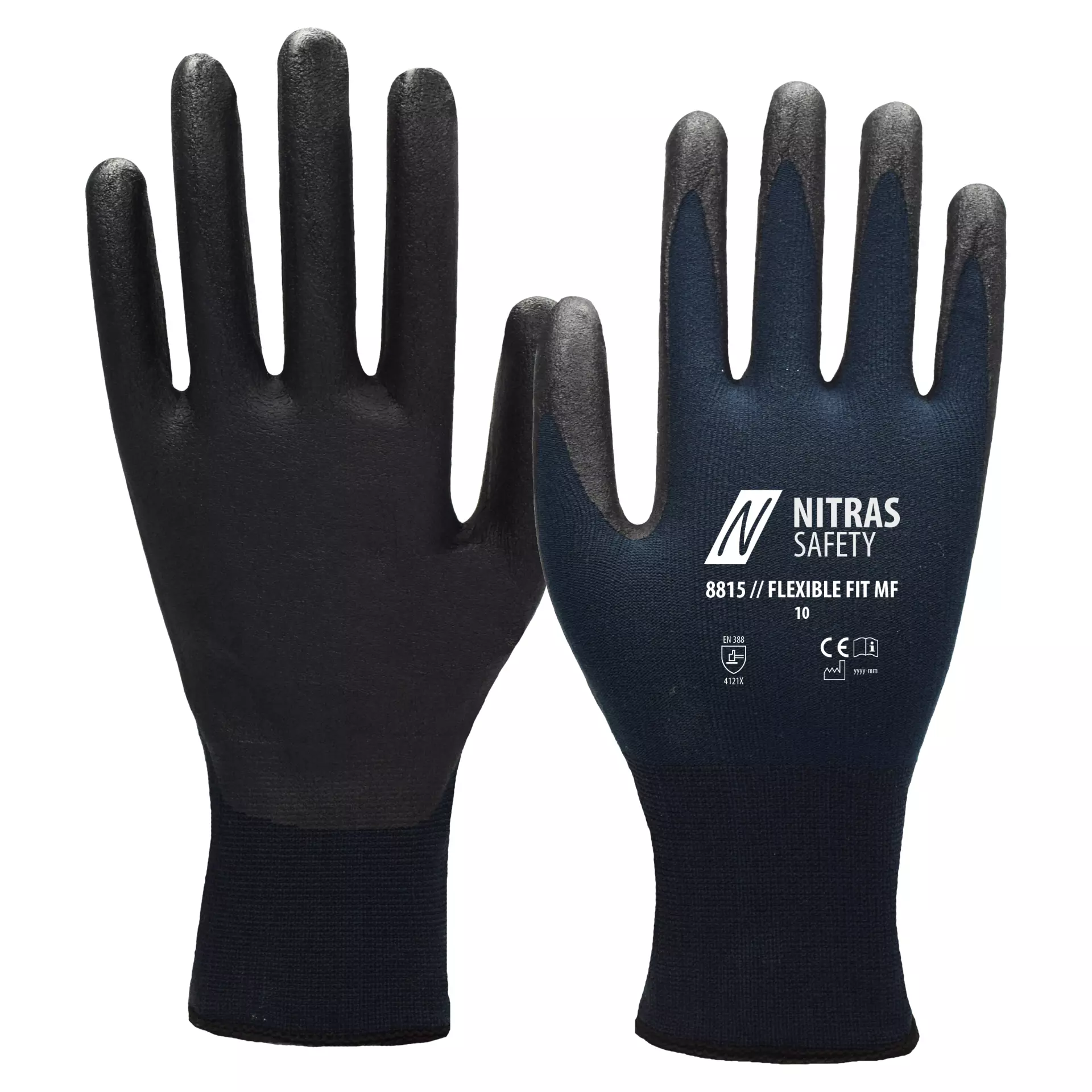 NITRAS 8815, FLEXIBLE FIT MF Knitted Gloves, Dark Blue, image 1