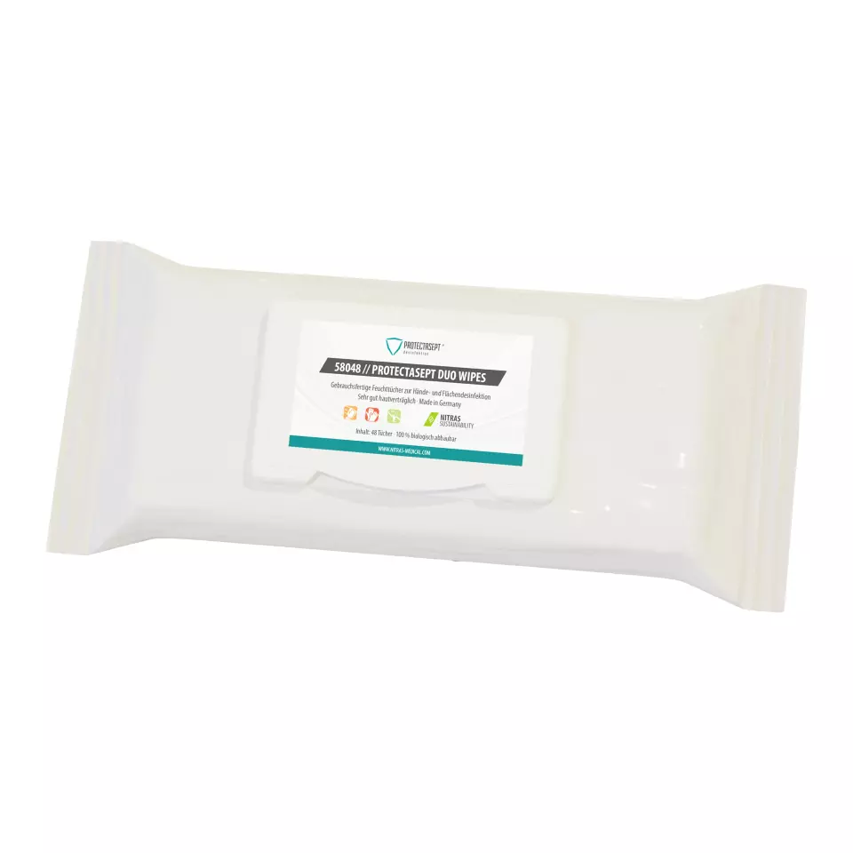 Nitras Medical 58048, PROTECTASEPT DUO WIPES desinfection wipes, for hand and surface, image 1, gallery thumbnail
