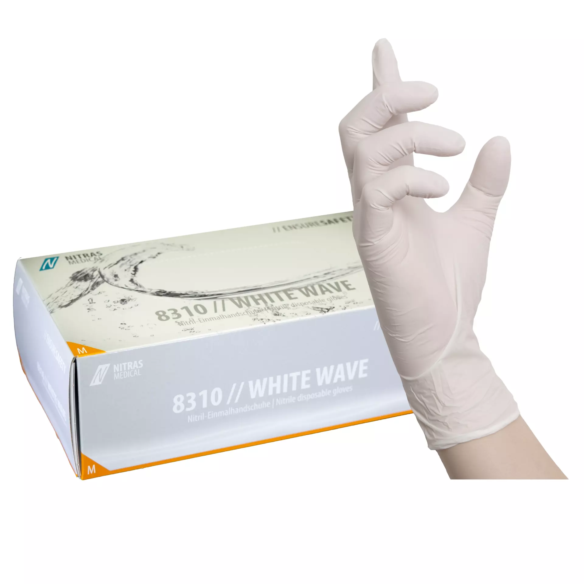 Nitras Medical 8310, WHITE WAVE nitrile disposable gloves, white, image 1