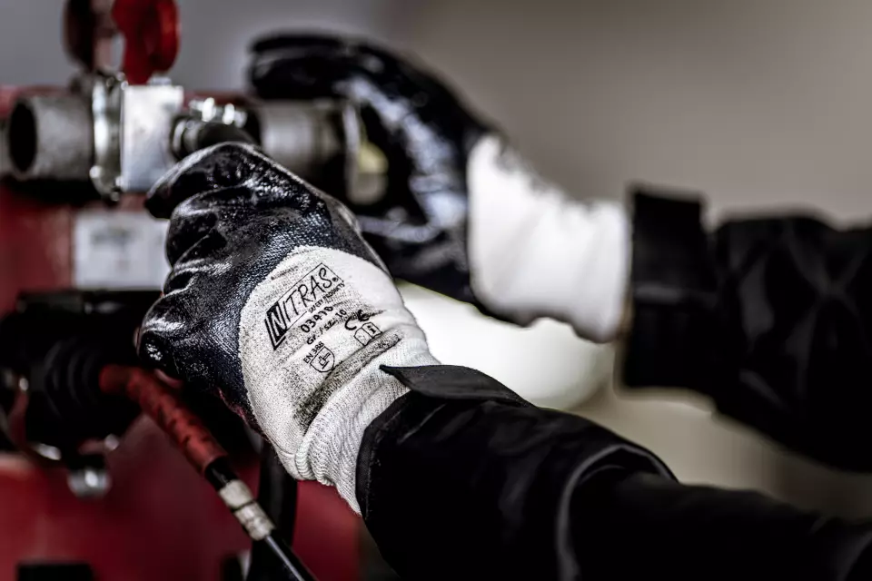 Nitras 03410, Nitrile Gloves Cotton, Blue, image 2, gallery thumbnail