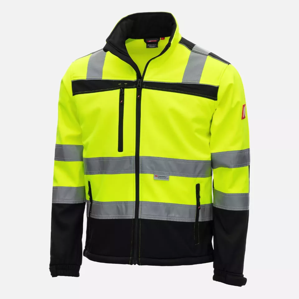 Nitras 7171, MOTION TEX VIZ Reflective Softshell Jacket, Neon Yellow, image 1, gallery thumbnail