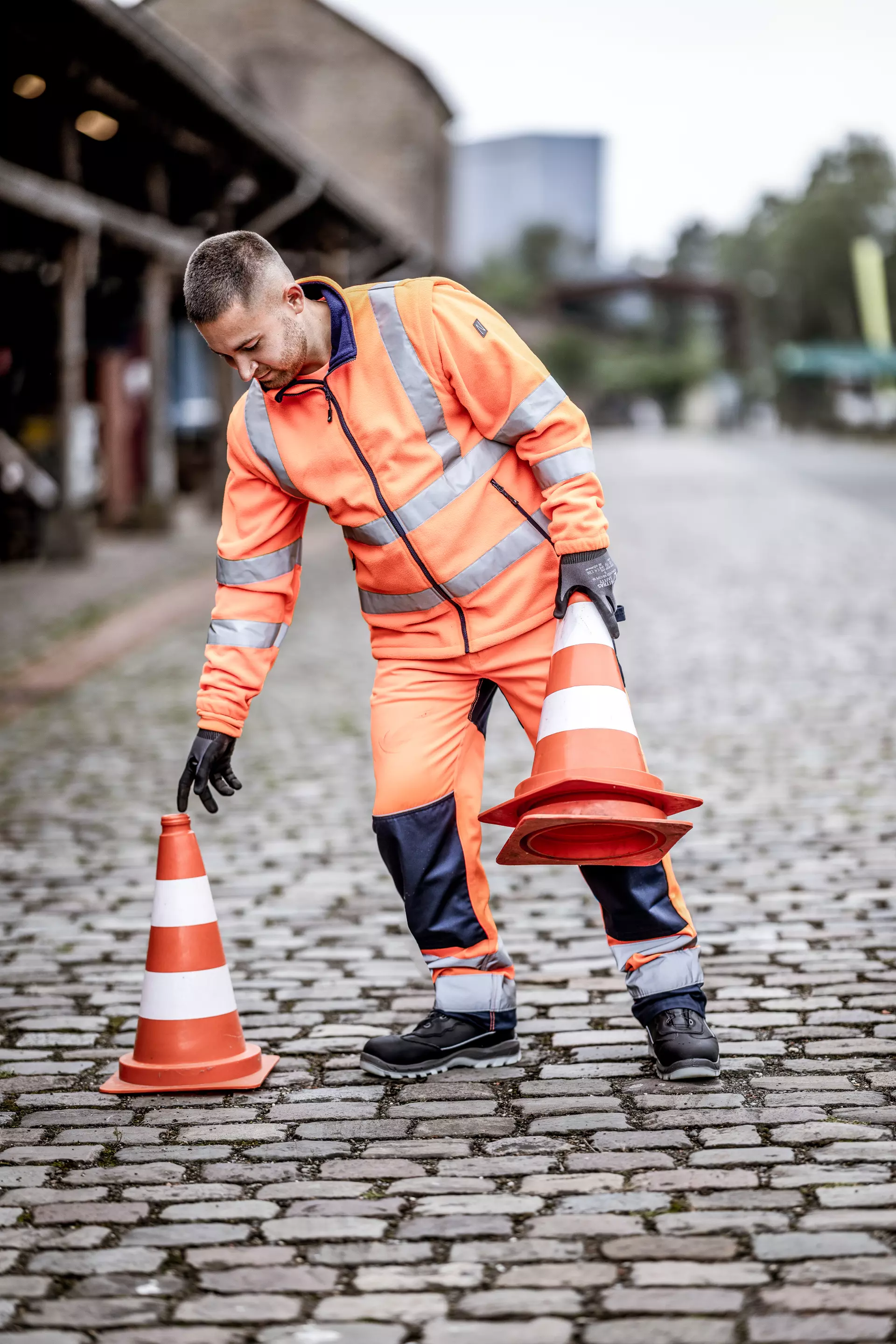 Nitras 7061-4100, MOTION TEX VIZ High-Visibility Fleece Jacket, Neon Orange, image 3