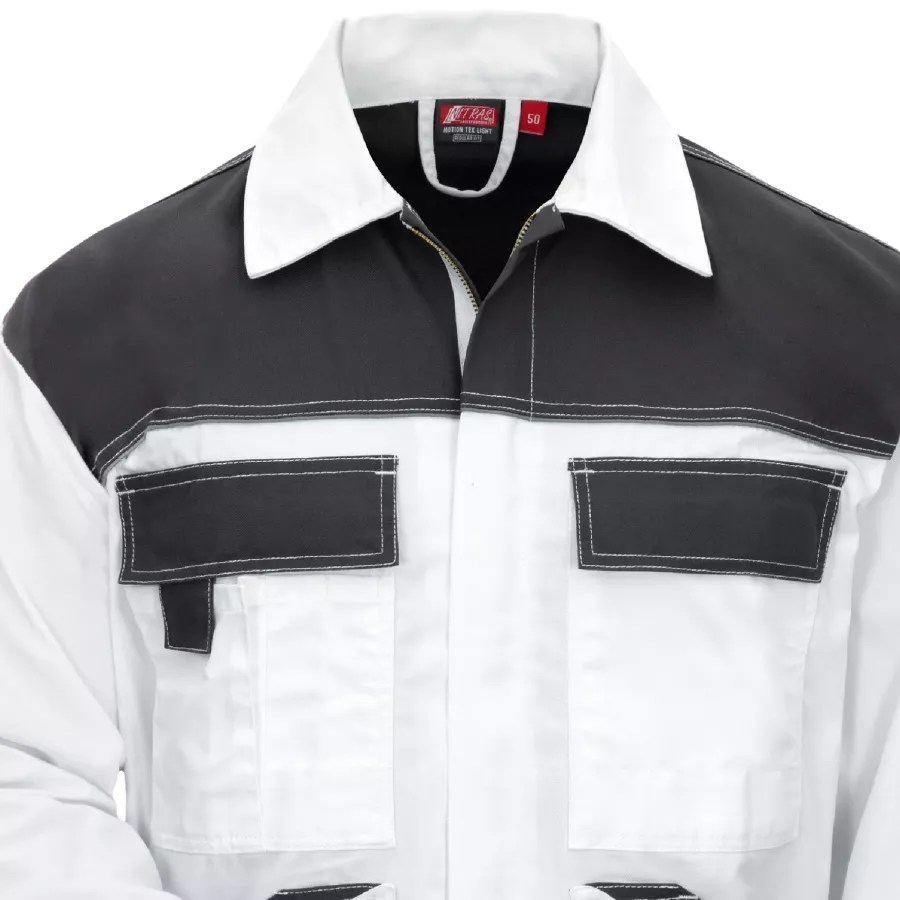 **Front Zipper with Wind Stopper** keeps chilly drafts out so you stay warm and focused on your work.