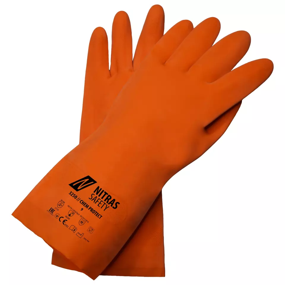 NITRAS 3250, CHEM PROTECT Chemical Protective Gloves, Orange, image 1, gallery thumbnail