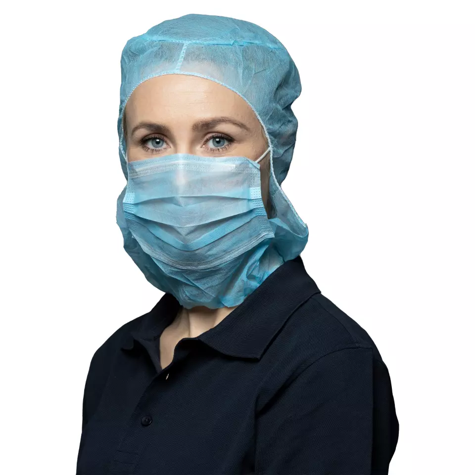 Nitras Medical 4022, Astro caps with integrated 2-ply face mask with nosepiece, image 1, gallery thumbnail