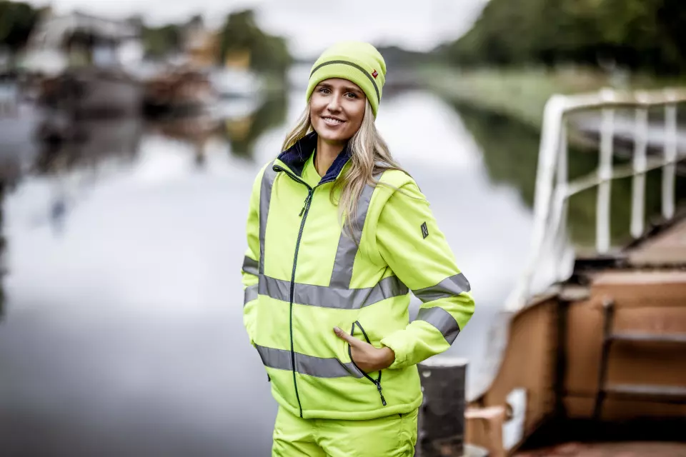 Nitras 7061-4000, MOTION TEX VIZ High-Visibility Fleece Jacket, Neon Yellow, image 3, gallery thumbnail