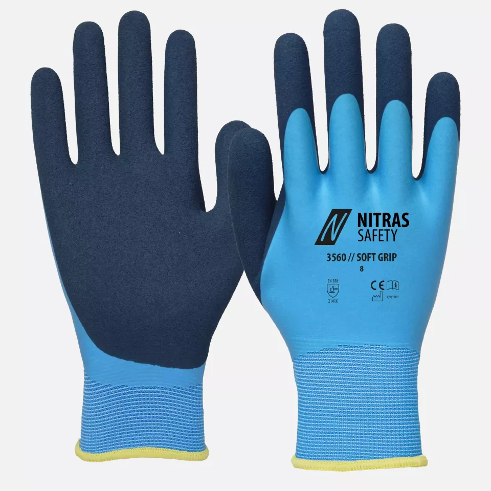Nitras 3560, SOFT GRIP Polyester Gloves, Light Blue, image 1, gallery thumbnail