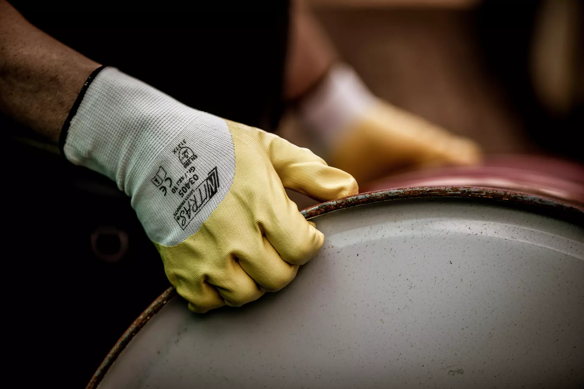 Nitras 03405, Nitrile Gloves Polyester, Yellow, image 2