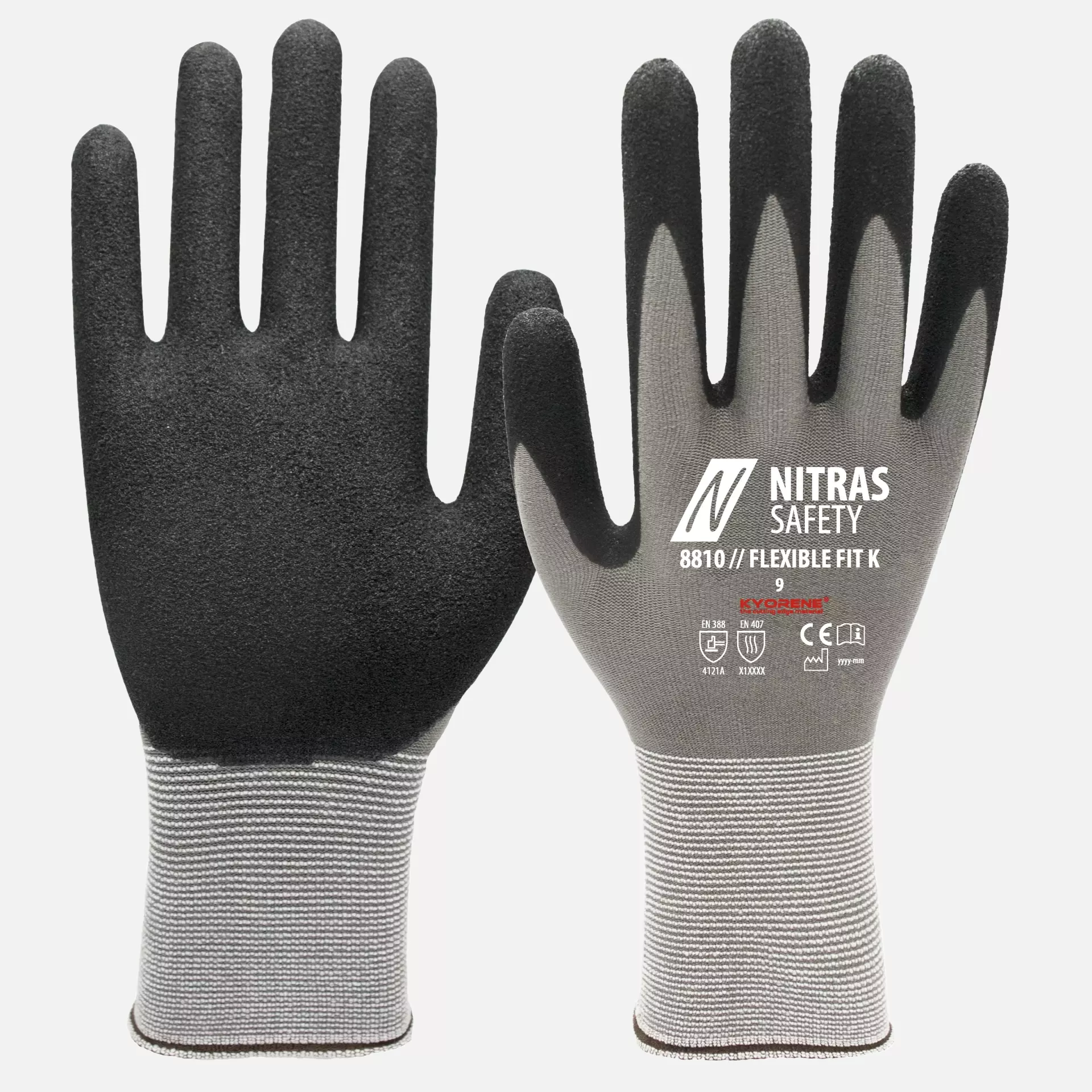 Nitras 8810, FLEXIBLE FIT K Strickhandschuhe, Grau, image 1