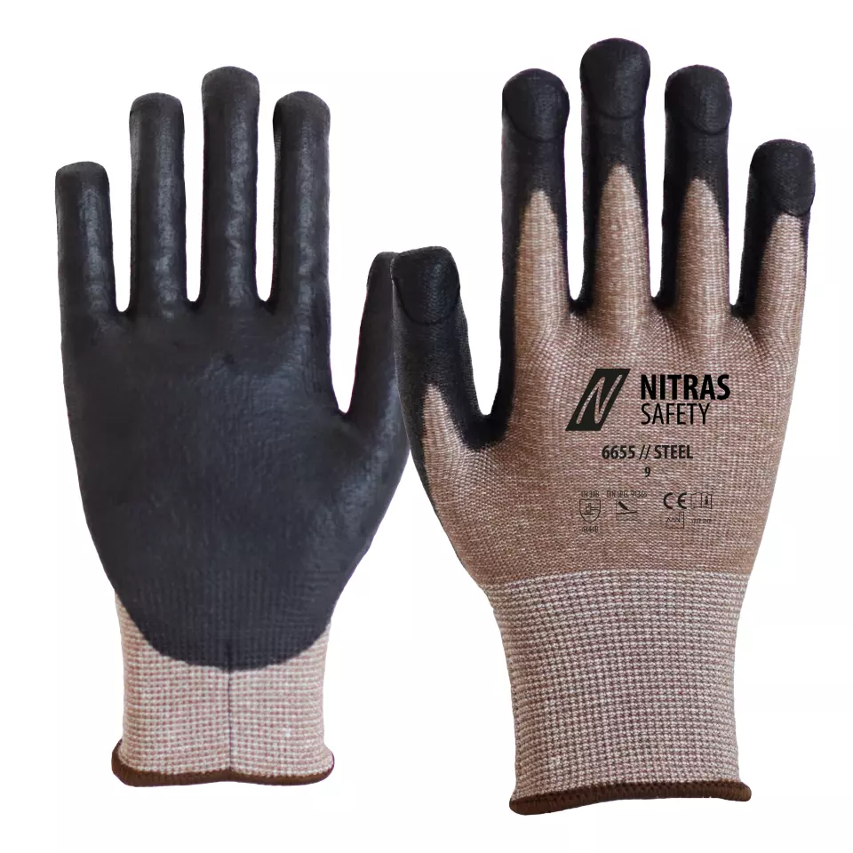 Nitras 6655, STEEL Cut And Puncture protection Gloves, Brown, image 1, gallery thumbnail