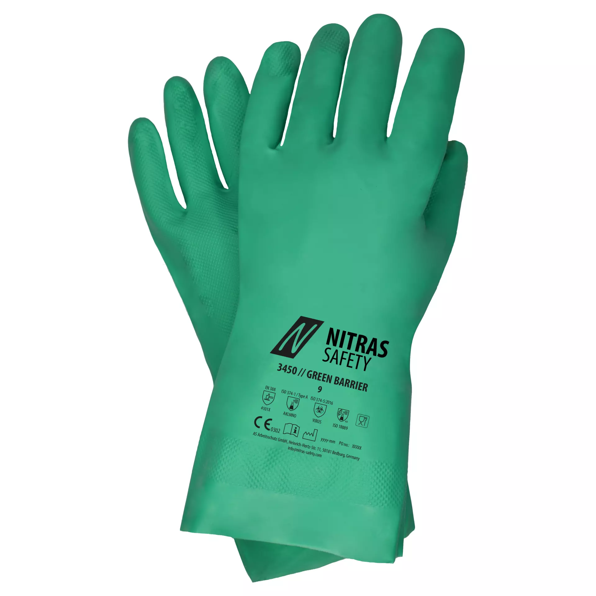 NITRAS 3450, GREEN BARRIER Chemical Protective Gloves, Green, image 1
