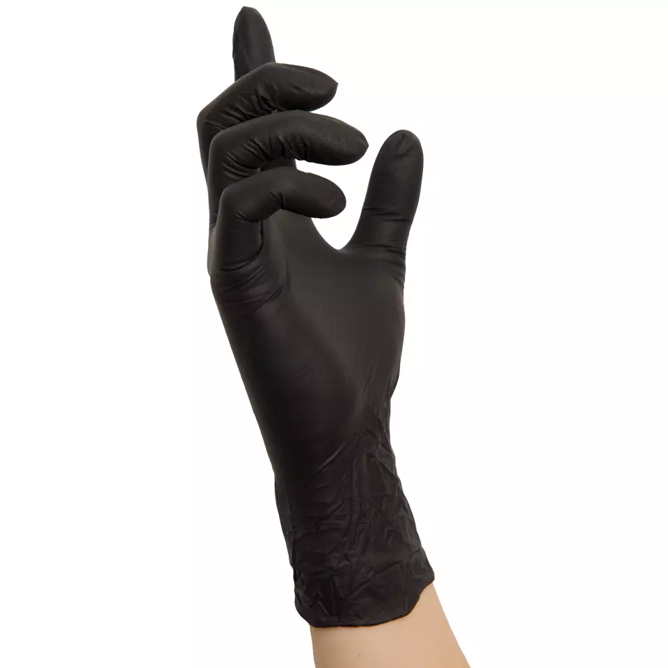 Nitras Medical 8320, BLACK WAVE nitrile disposable gloves, black, image 2, gallery thumbnail