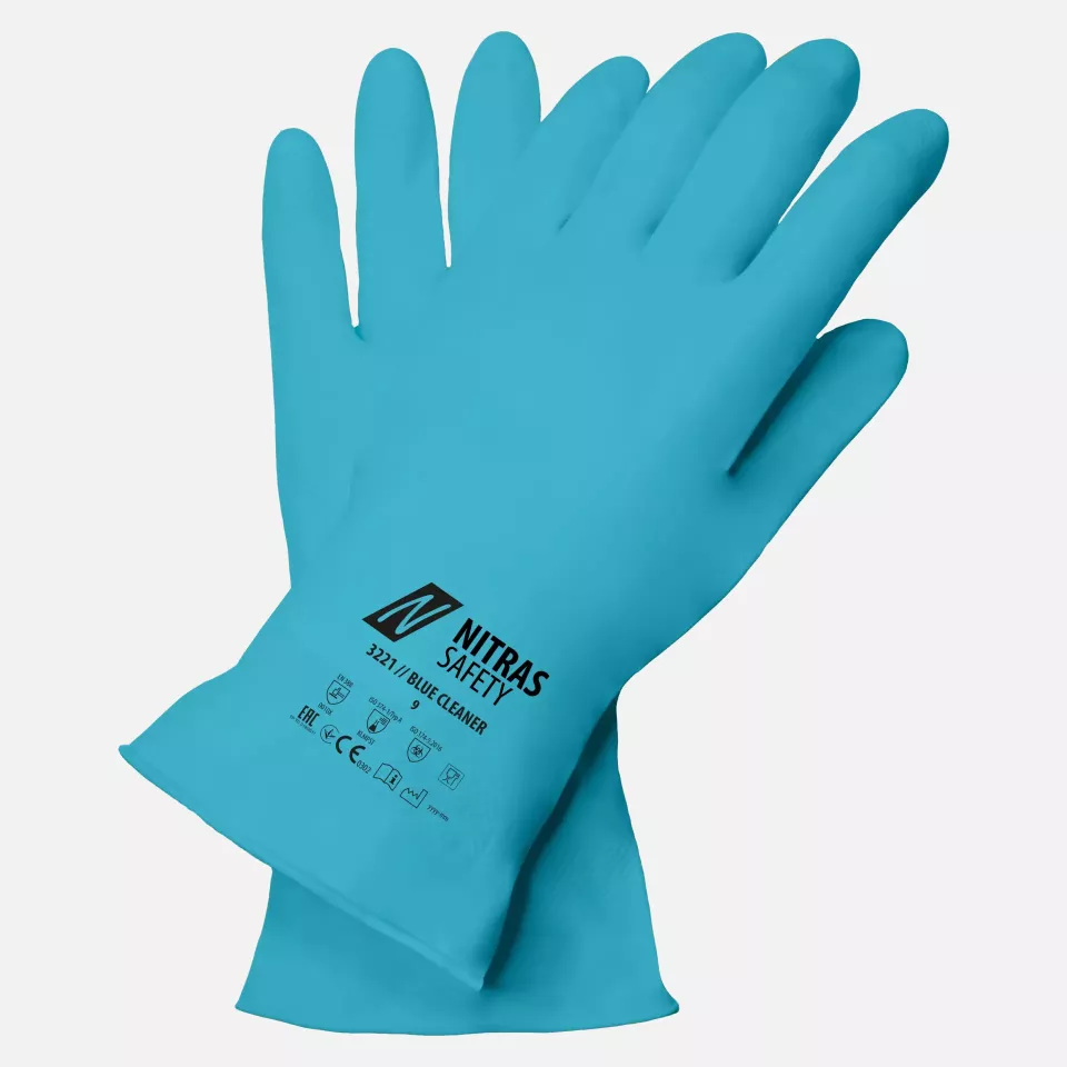 Nitras 3221, BLUE CLEANER Chemical Protective Gloves, Blue, image 1, gallery thumbnail