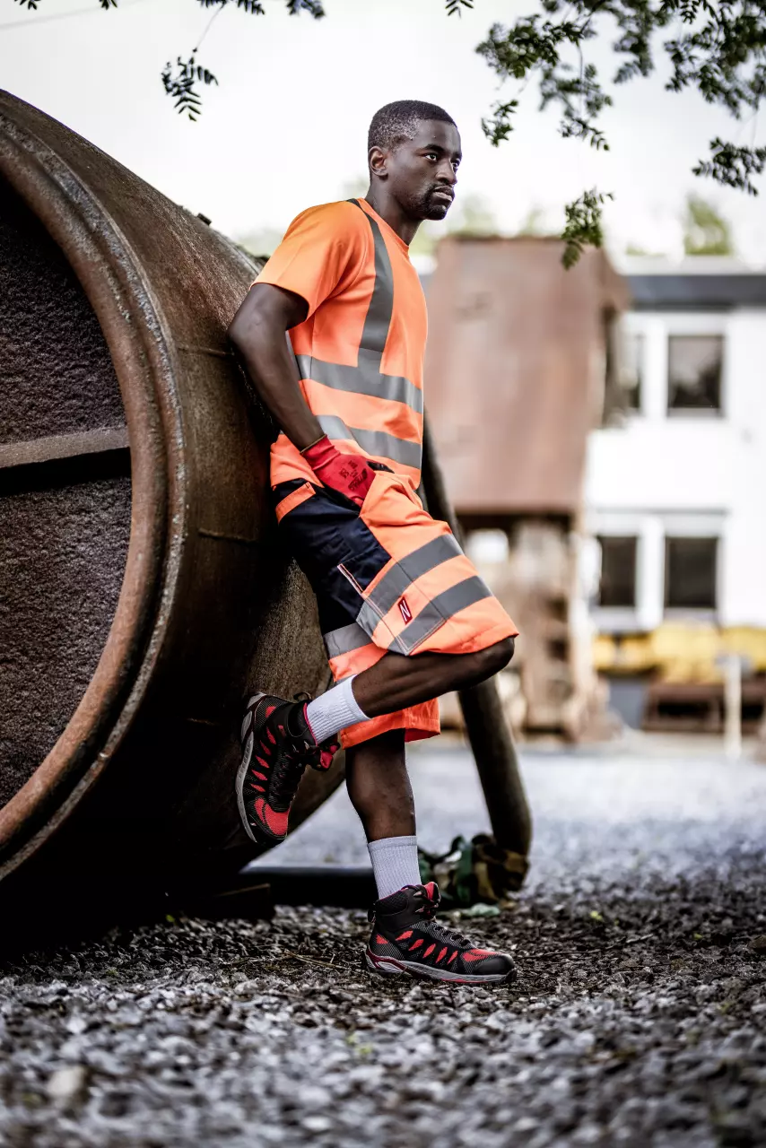 Nitras 7570-4121, MOTION TEX VIZ Reflective Short Work Trousers, Neon Orange, image 3, gallery thumbnail