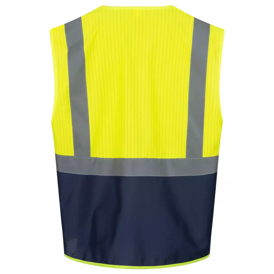 Nitras 7119-4021, High-Visibility Waistcoat, Neon Yellow/Navy Blue, image 2, gallery thumbnail
