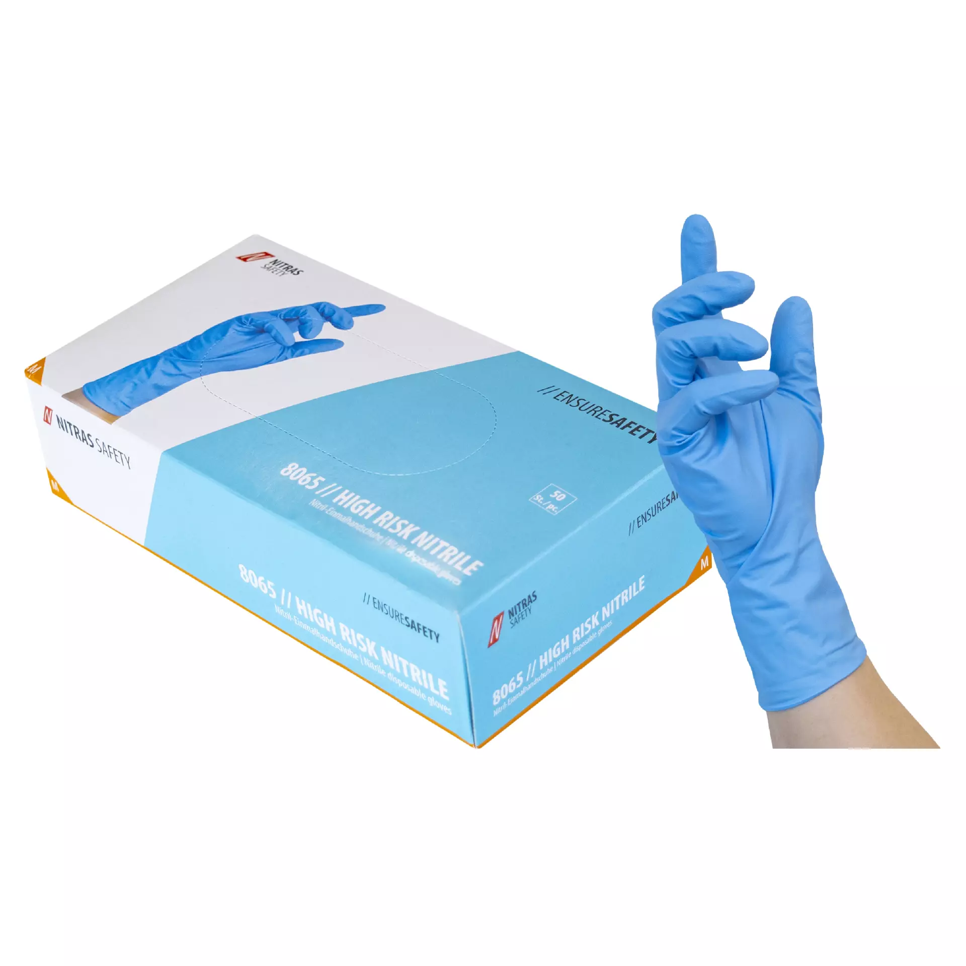 NITRAS 8065-2200, HIGH RISK Disposable Nitrile Gloves, Blue, image 1