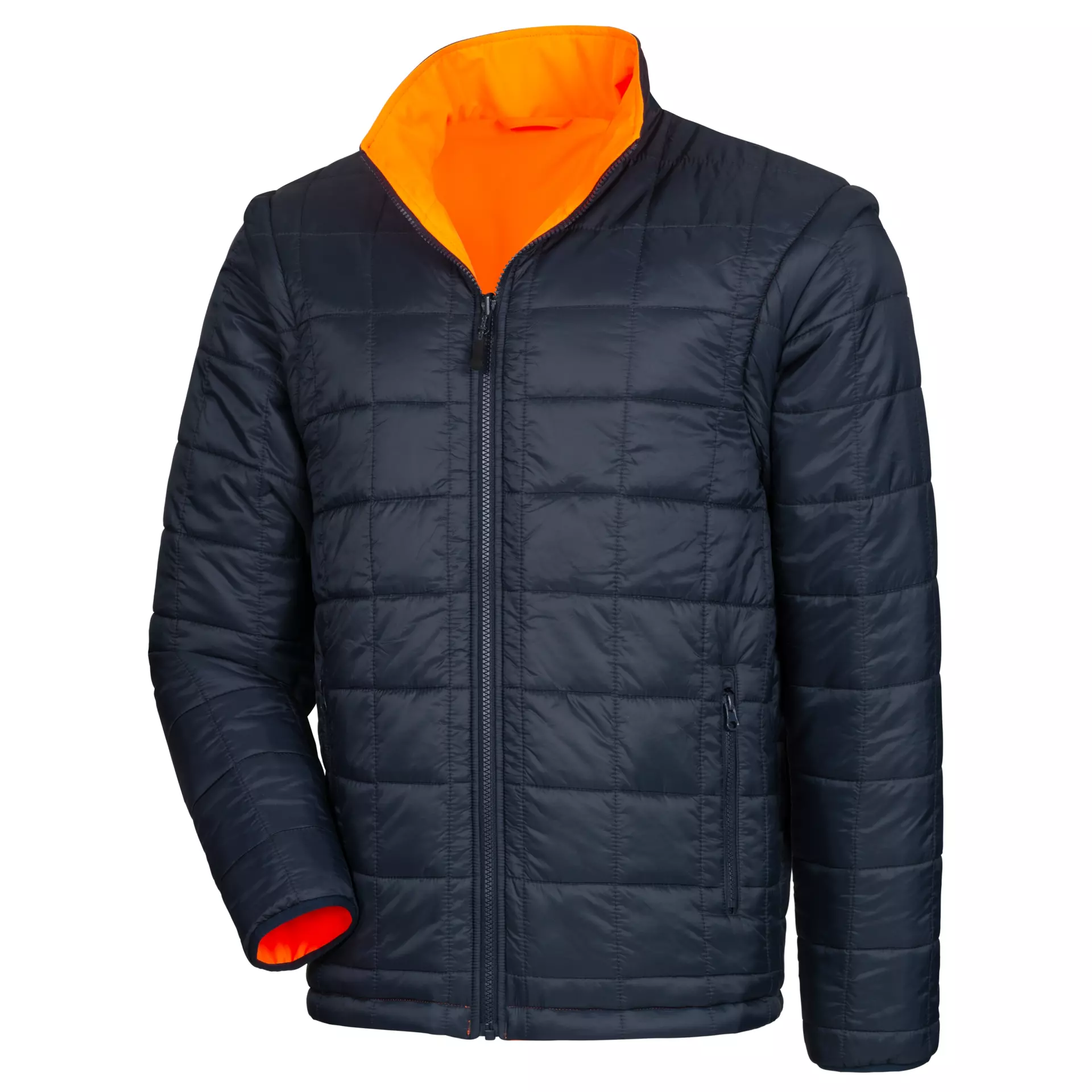 Nitras 7179-4121, MOTION TEX VIZ PLUS Multifunctional High-Visibility Jacket, Neon Orange/Navy Blue, image 7