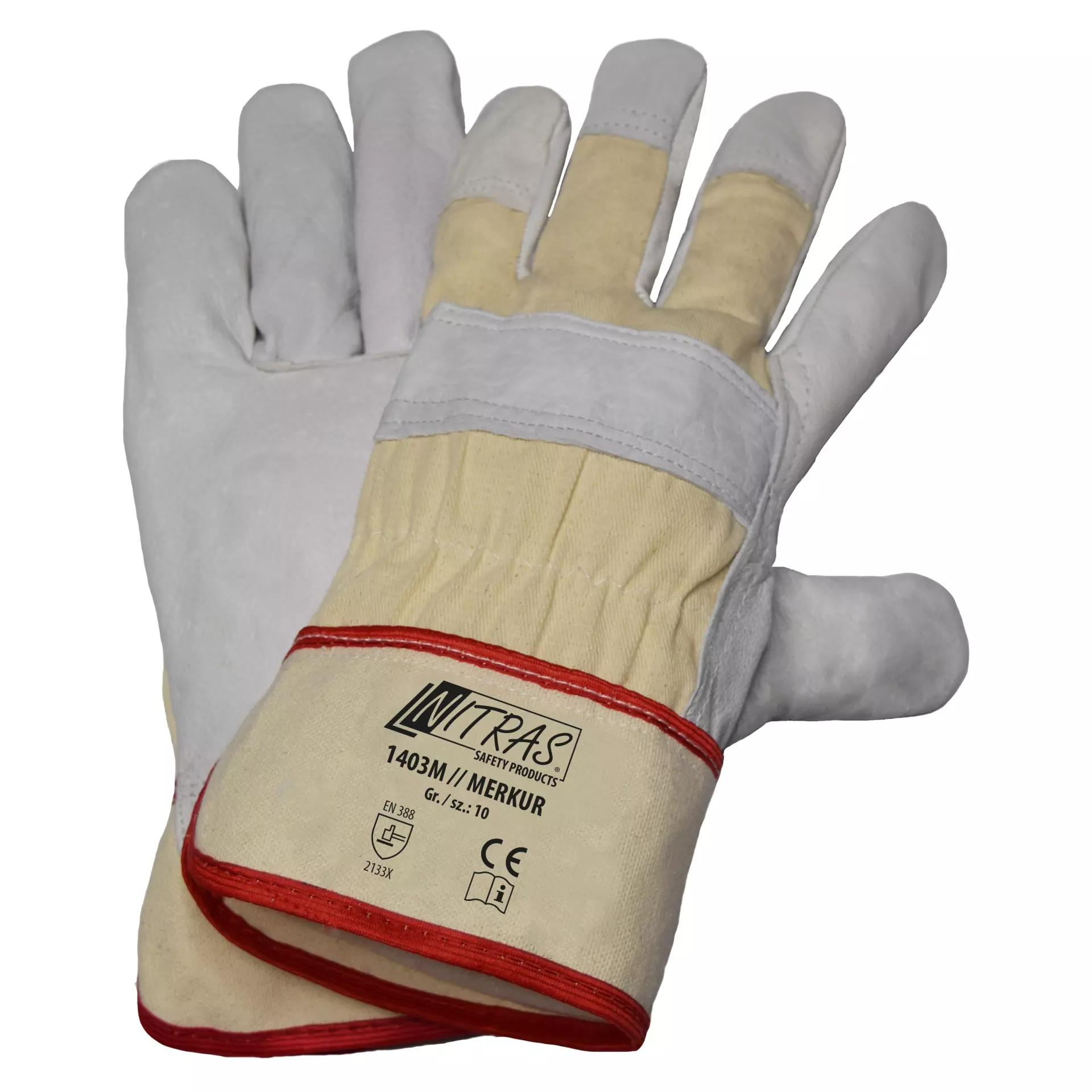 Nitras 1403M, MERKUR Cow Grain Leather Gloves, Size 10, image 1