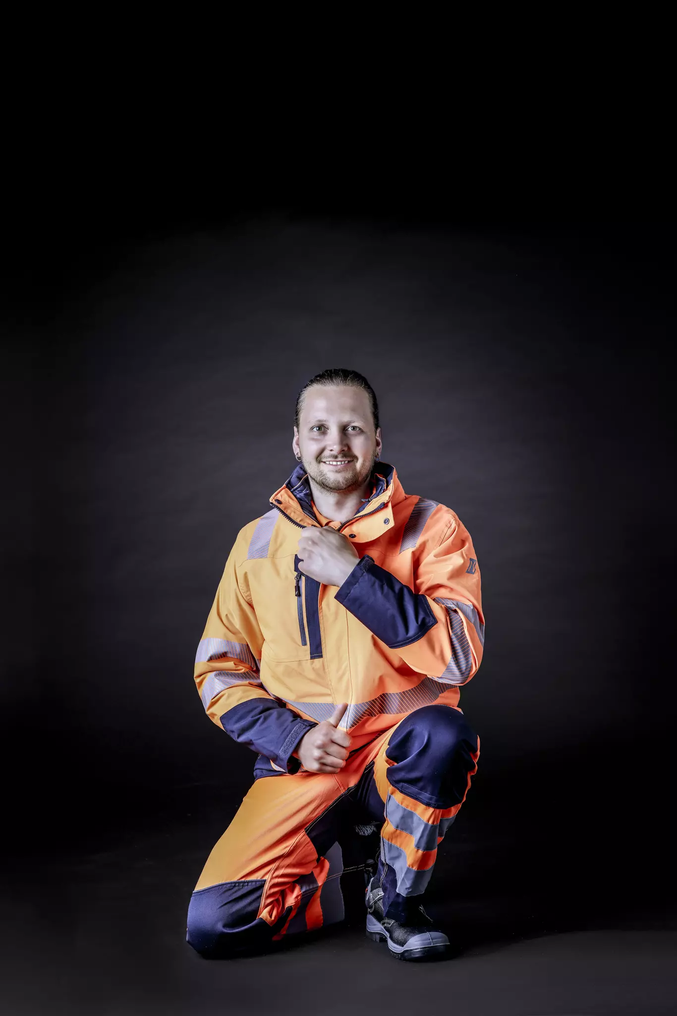 Nitras 7179-4121, MOTION TEX VIZ PLUS Multifunctional High-Visibility Jacket, Neon Orange/Navy Blue, image 3